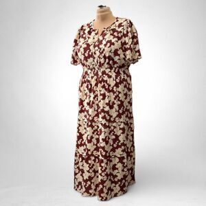 POLAGRAM Short Sleeve Floral Maxi dress, NWT! Size 3XL